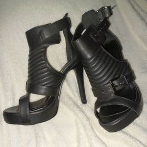Torrid Black Quilted Buckle Bootie High Heel